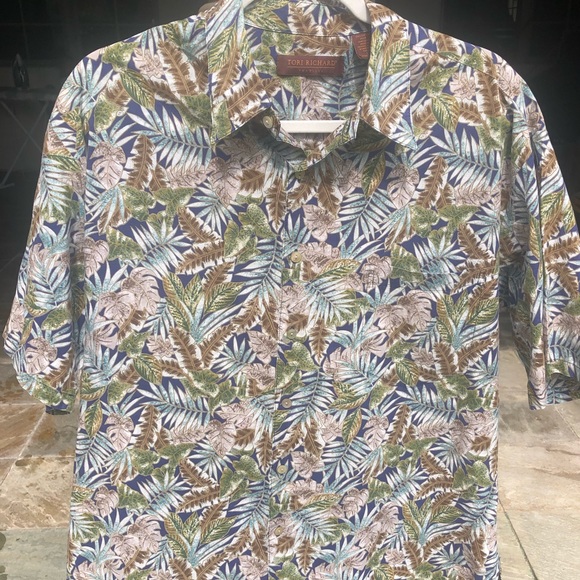TORI RICHARD HAWAIIAN BUTTON DOWN SHIRT MENS L - Picture 2 of 9